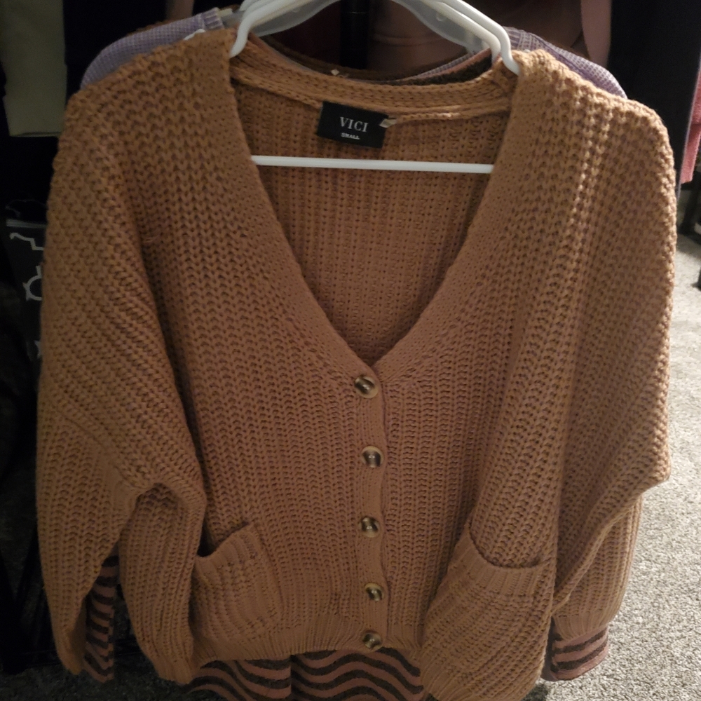 Vici camel button down cardigan